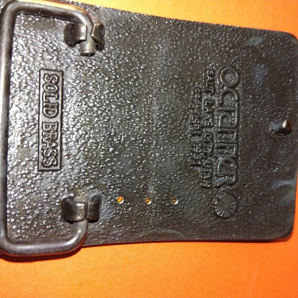 Vintage 1981 Binney & Smith Solid Brass Belt Buckle OC Tanner Crayola Parent Co